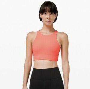 NWOT Lululemon Energy High-Neck Longline Ribbed Bra in color sunset